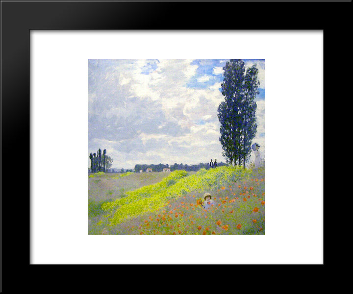 Walk In The Meadows At Argenteuil 20x24 Black Modern Wood Framed Art Print Poster by Monet, Claude