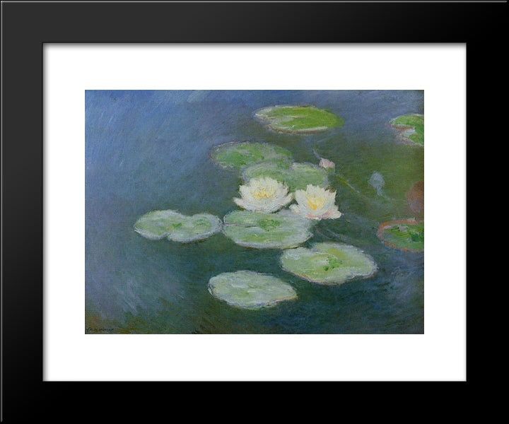 Water Lilies, Evening Effect 20x24 Black Modern Wood Framed Art Print Poster by Monet, Claude