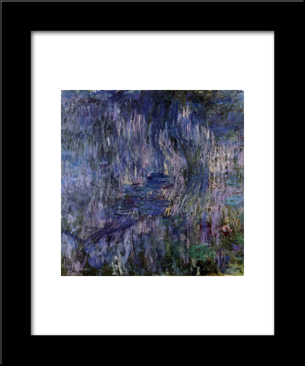 Water Lilies, Reflection Of A Weeping Willows 20x24 Black Modern Wood Framed Art Print Poster by Monet, Claude