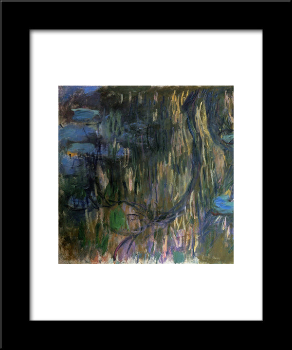 Water Lilies, Reflections Of Weeping Willows (Left Half) 20x24 Black Modern Wood Framed Art Print Poster by Monet, Claude