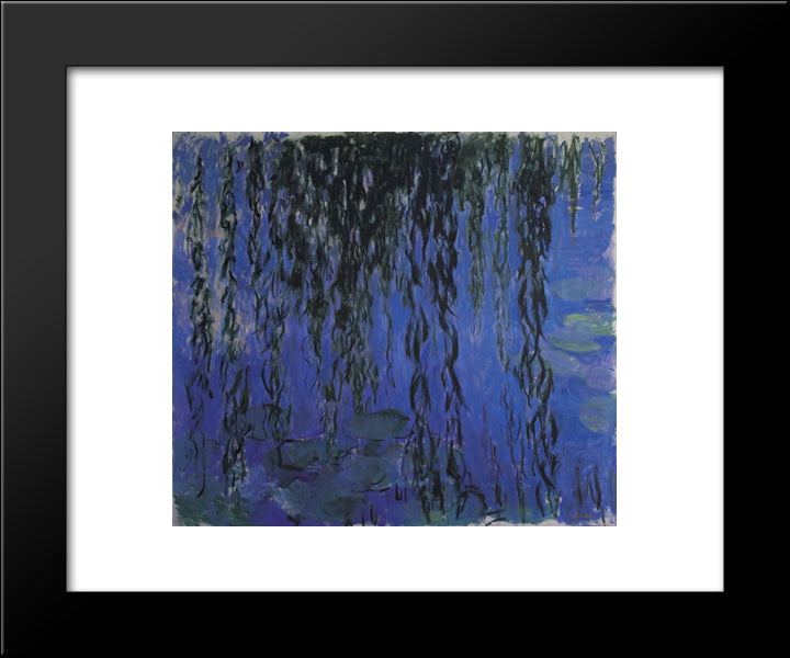 Water Lilies And Weeping Willow Branches 20x24 Black Modern Wood Framed Art Print Poster by Monet, Claude