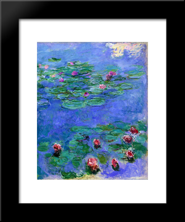 Water Lilies Red 20x24 Black Modern Wood Framed Art Print Poster by Monet, Claude