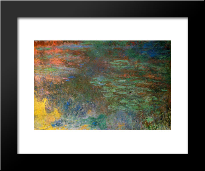 Water Lily Pond, Evening (Right Panel) 20x24 Black Modern Wood Framed Art Print Poster by Monet, Claude