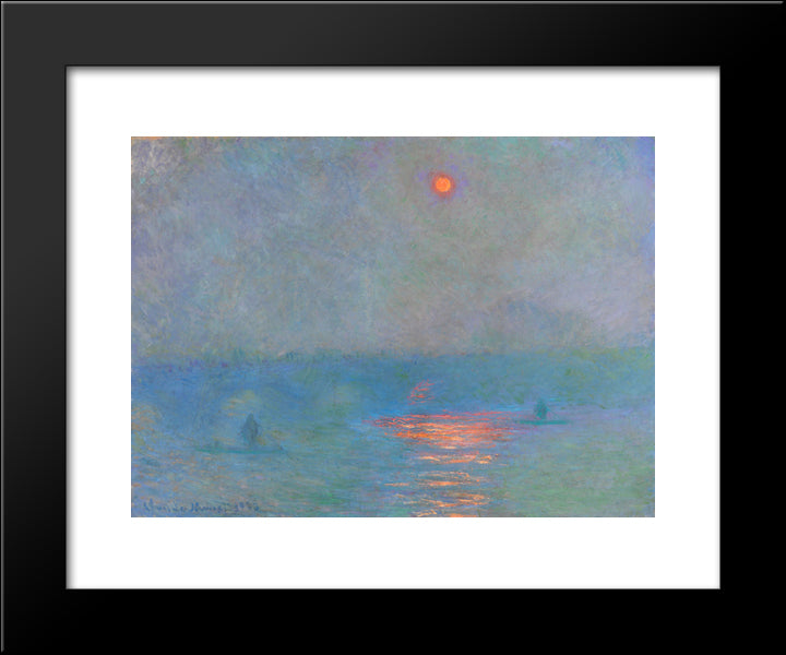 Waterloo Bridge, Sunlight In The Fog 20x24 Black Modern Wood Framed Art Print Poster by Monet, Claude