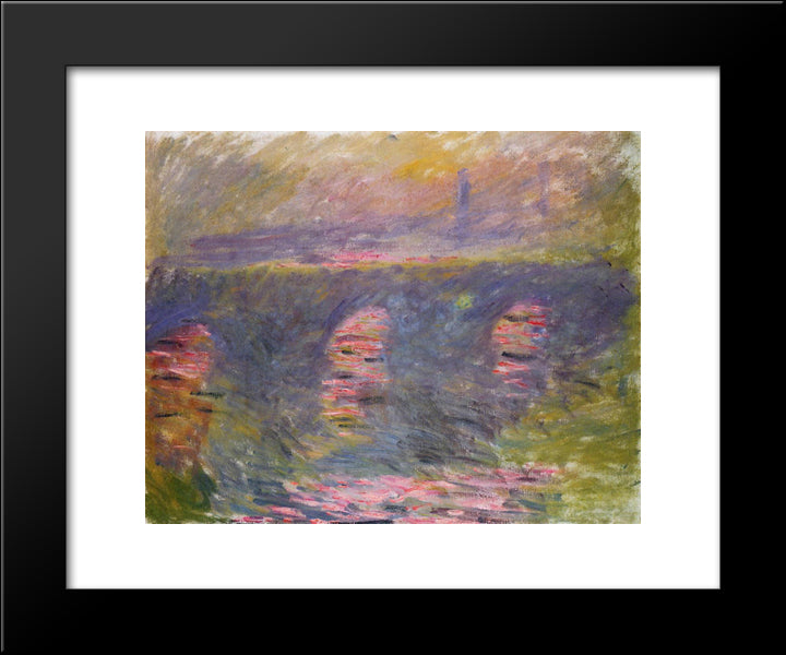 Waterloo Bridge 20x24 Black Modern Wood Framed Art Print Poster by Monet, Claude