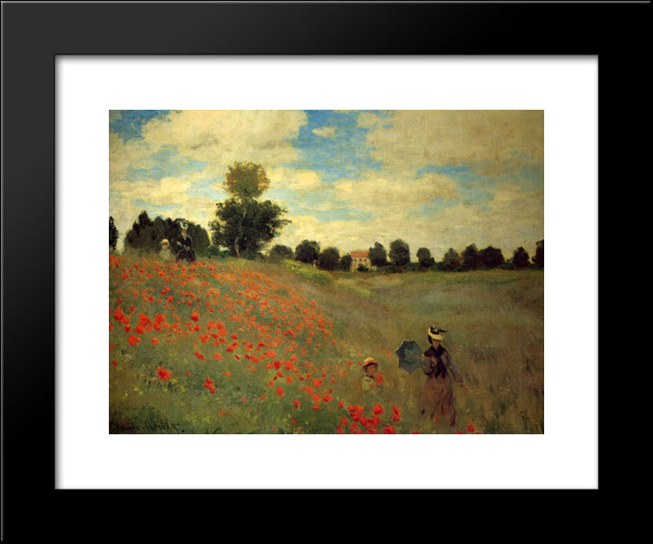 Wild Poppies, Near Argenteuil 20x24 Black Modern Wood Framed Art Print Poster by Monet, Claude