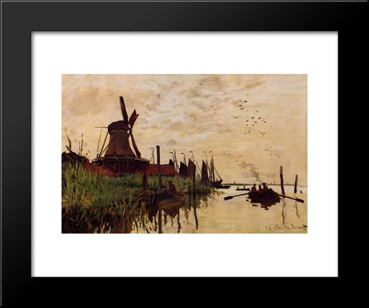 Windmill At Zaandam 20x24 Black Modern Wood Framed Art Print Poster by Monet, Claude