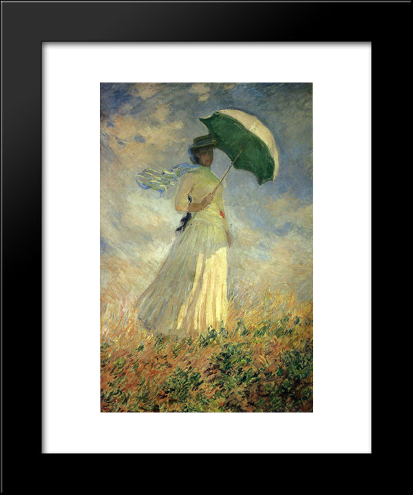 Woman With A Parasol, Facing Right (Also Known As Study Of A Figure Outdoors (Facing Right)) 20x24 Black Modern Wood Framed Art Print Poster by Monet, Claude