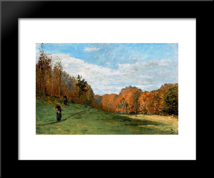 Woodbearers In Fontainebleau Forest 20x24 Black Modern Wood Framed Art Print Poster by Monet, Claude