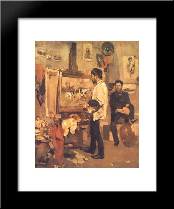 Columbano Bordalo Pinheiro In Atelier 20x24 Black Modern Wood Framed Art Print Poster by Bordalo Pinheiro, Columbano