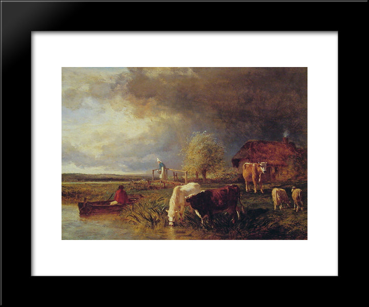 Approaching Storm 20x24 Black Modern Wood Framed Art Print Poster by Troyon, Constant