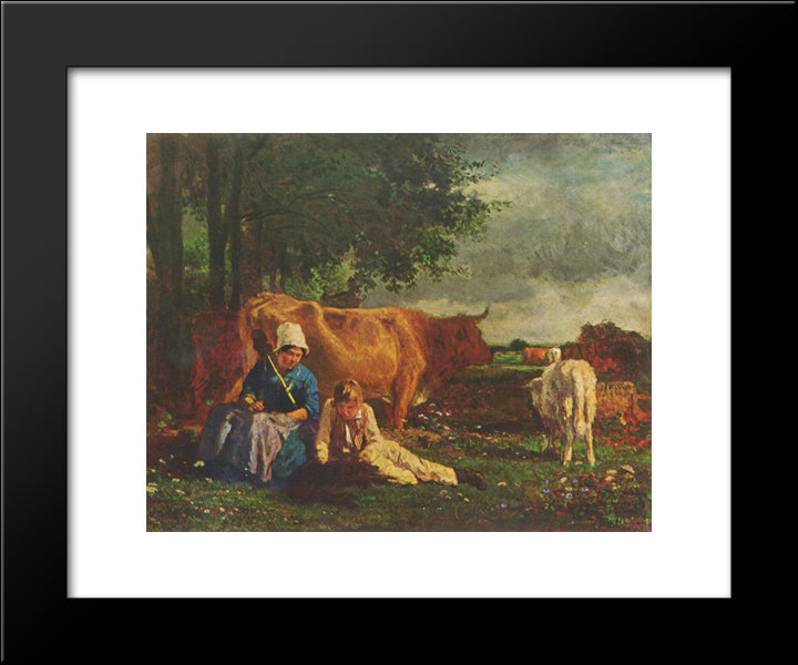Pastoral Scene 20x24 Black Modern Wood Framed Art Print Poster by Troyon, Constant