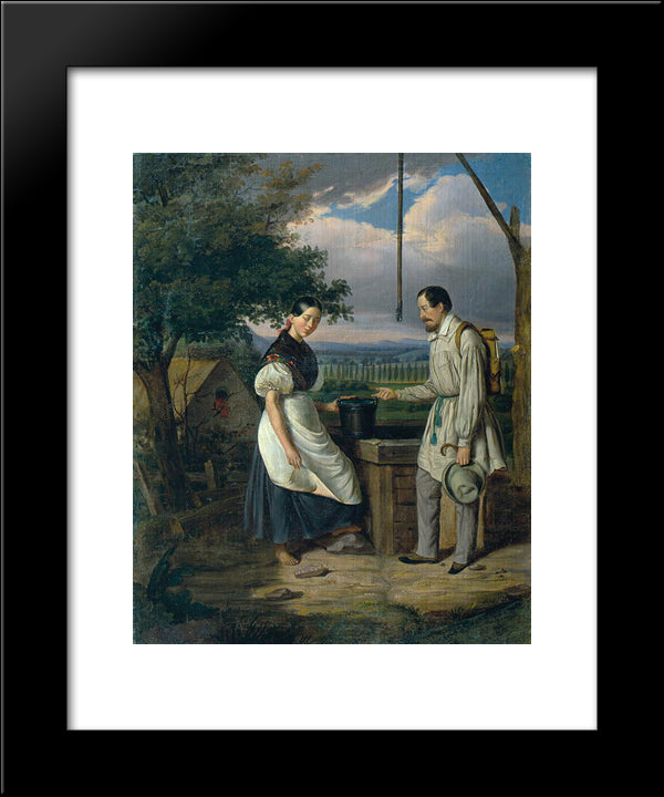 Scene At A Fountain 20x24 Black Modern Wood Framed Art Print Poster by Rosenthal, Constantin Daniel
