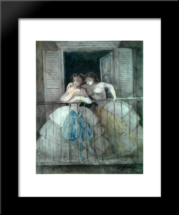 Girls On The Balcony 20x24 Black Modern Wood Framed Art Print Poster by Guys, Constantin