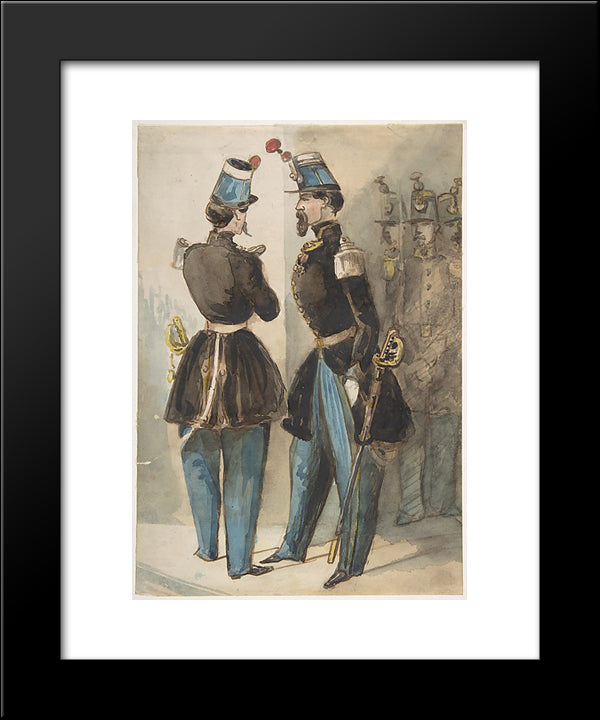 Officers Of The Guard 20x24 Black Modern Wood Framed Art Print Poster by Guys, Constantin