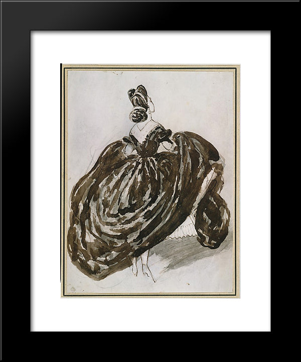 Parisienne Seen From The Back 20x24 Black Modern Wood Framed Art Print Poster by Guys, Constantin