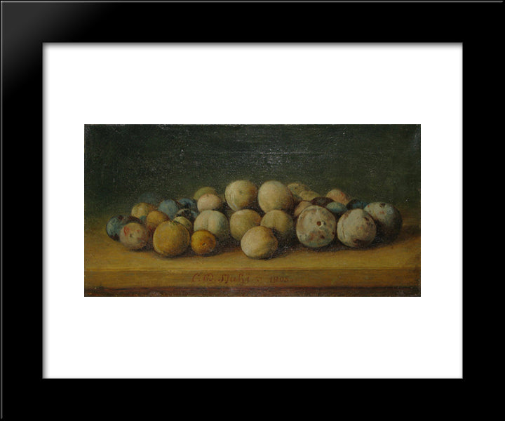 Plums At The Edge Of The Table 20x24 Black Modern Wood Framed Art Print Poster by Stahi, Constantin