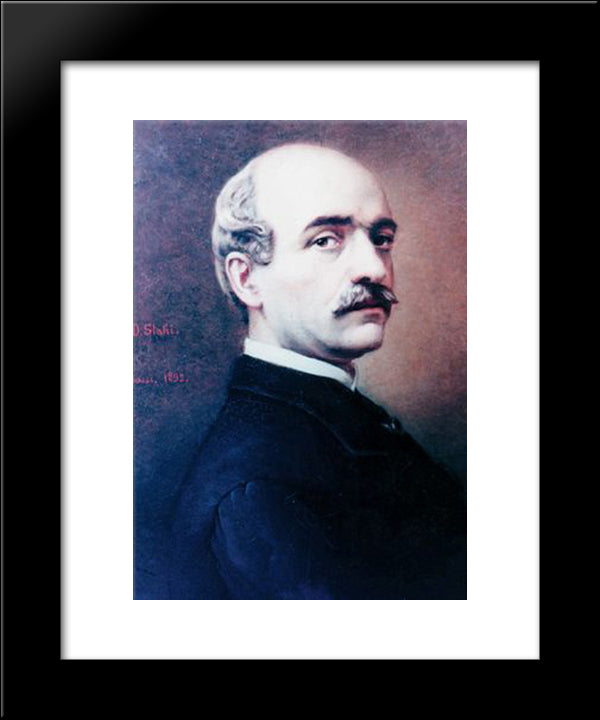 Portrait Of Vasile Alecsandri 20x24 Black Modern Wood Framed Art Print Poster by Stahi, Constantin