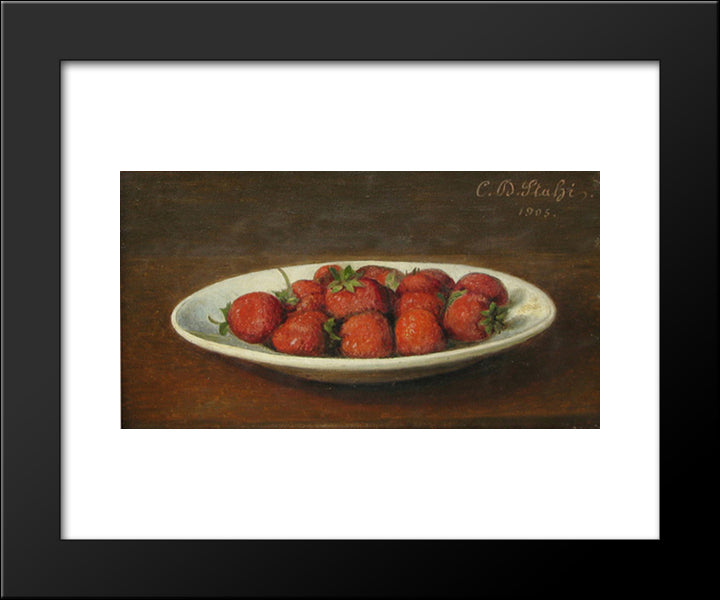 Still Life With Strawberries 20x24 Black Modern Wood Framed Art Print Poster by Stahi, Constantin