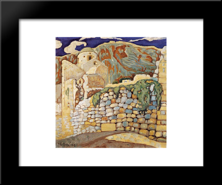 Castle At Monemvasia 20x24 Black Modern Wood Framed Art Print Poster by Maleas, Constantine