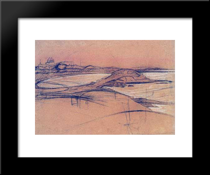 Landscape (Sketch) 20x24 Black Modern Wood Framed Art Print Poster by Maleas, Constantine