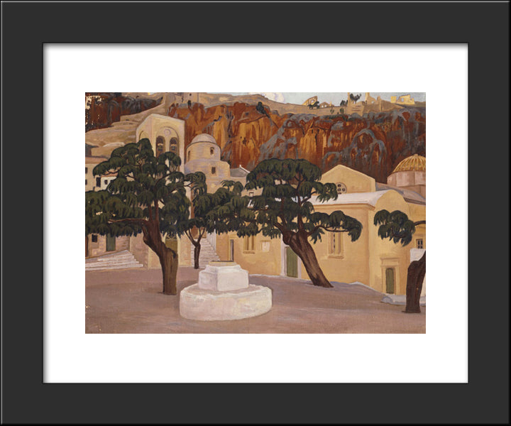 Walls Of Monemvasia 20x24 Black Modern Wood Framed Art Print Poster by Maleas, Constantine