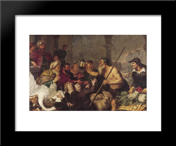 Diogenes Searches For A Man 20x24 Black Modern Wood Framed Art Print Poster by Vos, Cornelis de