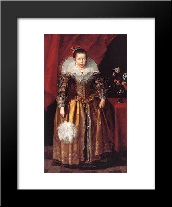 Portrait Of A Girl At The Age Of 10 20x24 Black Modern Wood Framed Art Print Poster by Vos, Cornelis de