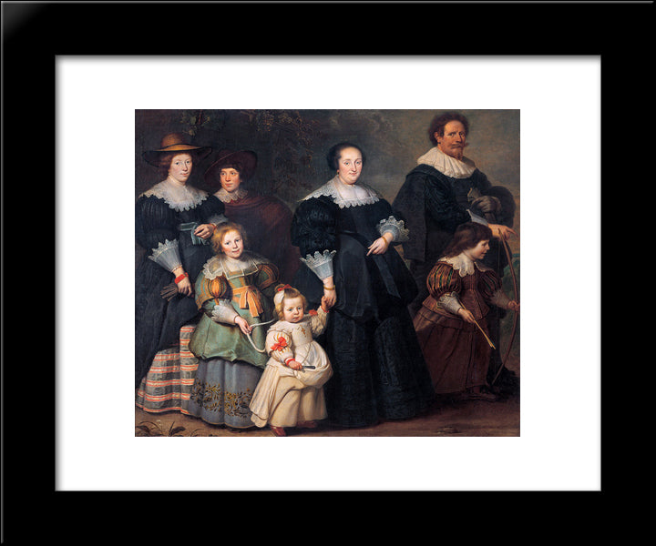 Self-Portrait Of The Artist With His Wife Suzanne Cock And Their Children 20x24 Black Modern Wood Framed Art Print Poster by Vos, Cornelis de