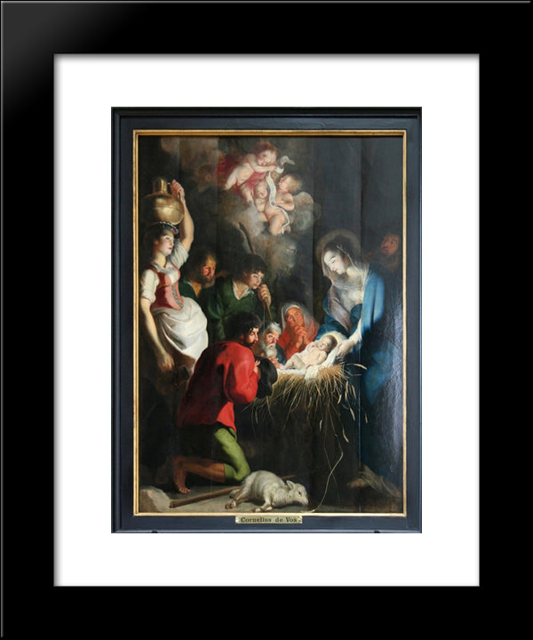 The Birth Of Jesus 20x24 Black Modern Wood Framed Art Print Poster by Vos, Cornelis de