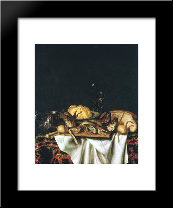 Nature Morte Aux Poissons 20x24 Black Modern Wood Framed Art Print Poster by Gysbrechts, Cornelis Norbertus
