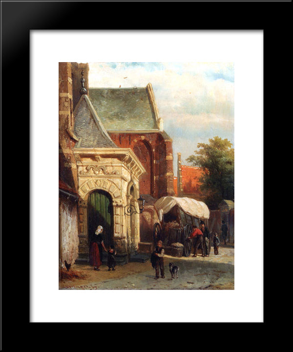 A View Of The South Entrance Of The St. Pancras Church, Enkhuizen 20x24 Black Modern Wood Framed Art Print Poster by Springer, Cornelis