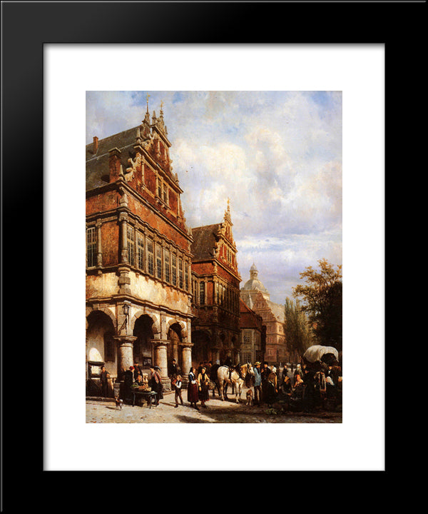 Cityhall Paderborn 20x24 Black Modern Wood Framed Art Print Poster by Springer, Cornelis