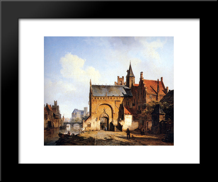 Fantasy Cityview Of Maassluis 20x24 Black Modern Wood Framed Art Print Poster by Springer, Cornelis
