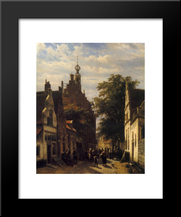 Figures In A Street In Delft 20x24 Black Modern Wood Framed Art Print Poster by Springer, Cornelis
