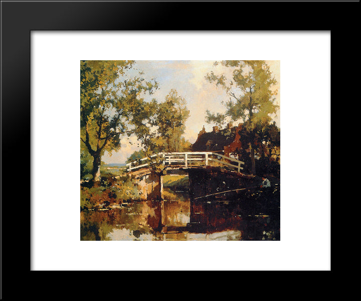 Bridge Near Estate Linschoten 20x24 Black Modern Wood Framed Art Print Poster by Vreedenburgh, Cornelis