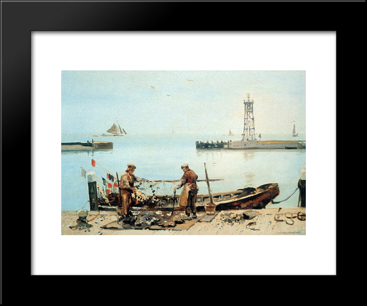 Fishermen 20x24 Black Modern Wood Framed Art Print Poster by Vreedenburgh, Cornelis