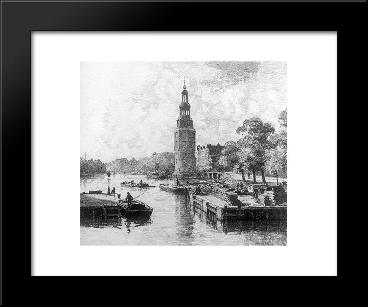Montelbaanstoren In Amsterdam 20x24 Black Modern Wood Framed Art Print Poster by Vreedenburgh, Cornelis