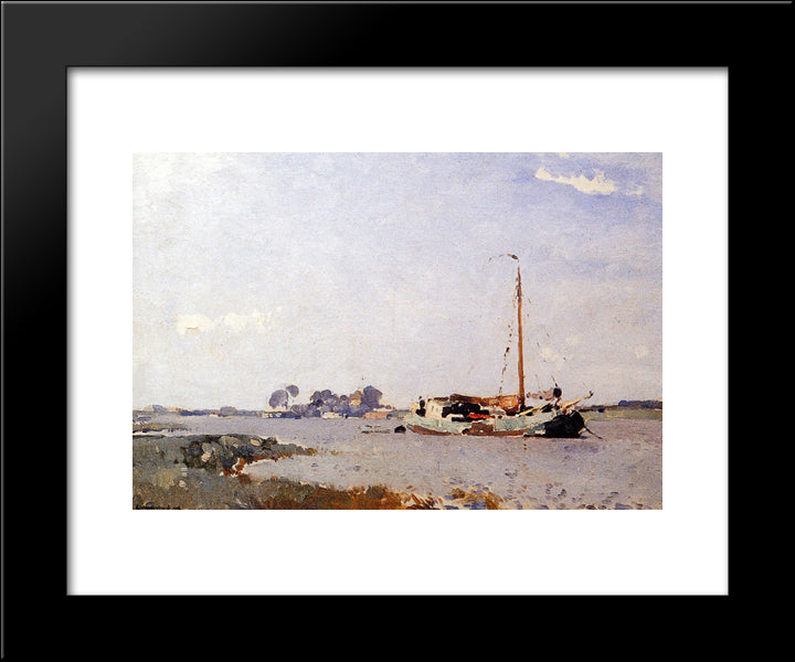 Ships On A Puddle 20x24 Black Modern Wood Framed Art Print Poster by Vreedenburgh, Cornelis