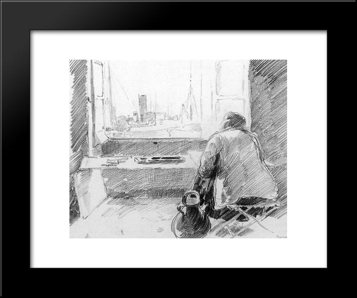 View From A Room In St Tropez 20x24 Black Modern Wood Framed Art Print Poster by Vreedenburgh, Cornelis
