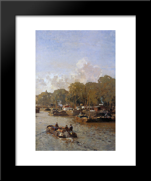 View On The Amstel 20x24 Black Modern Wood Framed Art Print Poster by Vreedenburgh, Cornelis