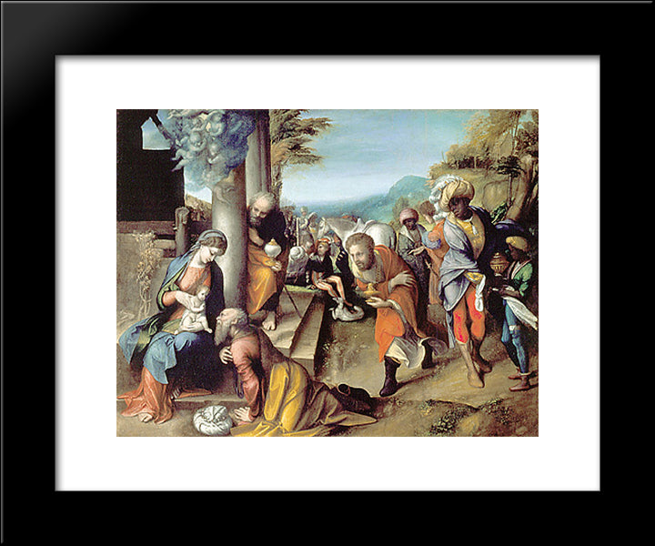 Adoration Of The Magi 20x24 Black Modern Wood Framed Art Print Poster by Correggio