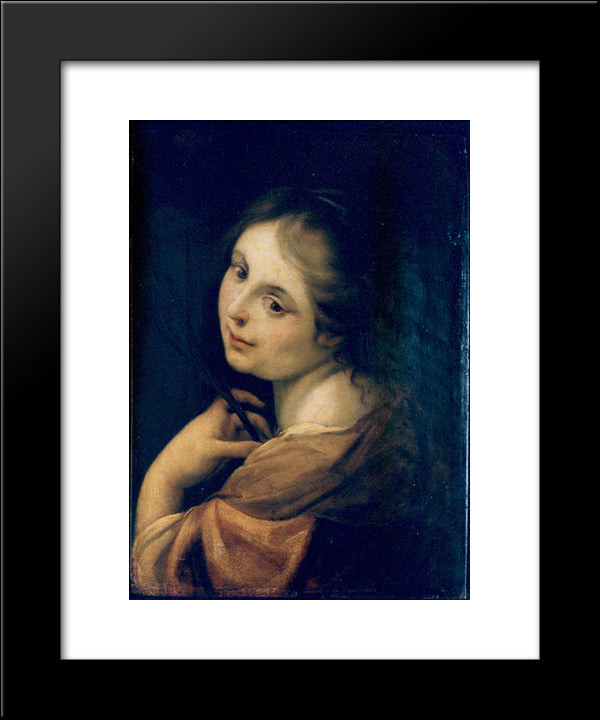 Half Figure Of A Martyr 20x24 Black Modern Wood Framed Art Print Poster by Correggio