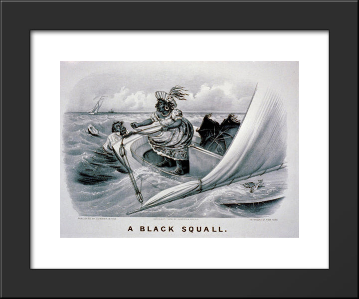 A Black Squall 20x24 Black Modern Wood Framed Art Print Poster by Currier and Ives