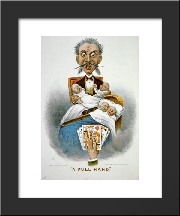 A Full Hand 20x24 Black Modern Wood Framed Art Print Poster by Currier and Ives