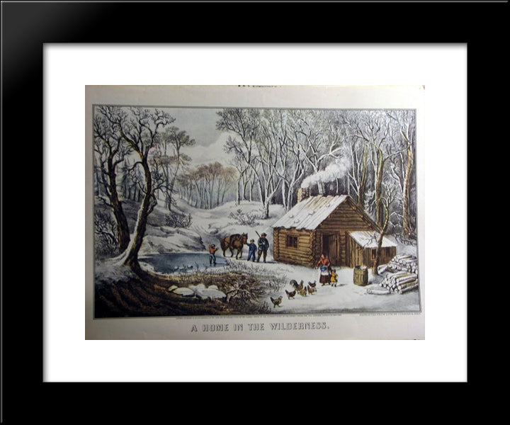 A Home In The Wilderness 20x24 Black Modern Wood Framed Art Print Poster by Currier and Ives