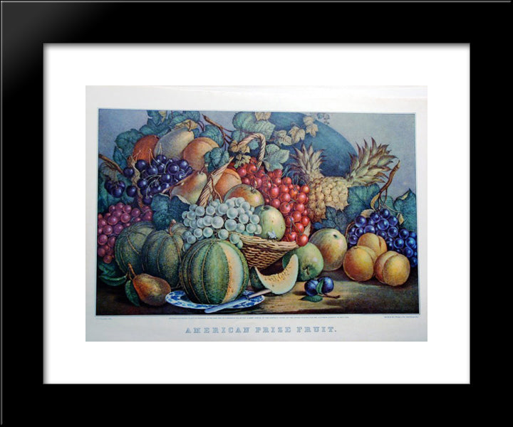 American Prize Fruit 20x24 Black Modern Wood Framed Art Print Poster by Currier and Ives
