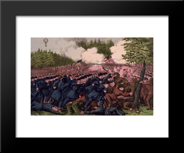Battle Of Seven Pines, Virginia May 31, 1862 20x24 Black Modern Wood Framed Art Print Poster by Currier and Ives