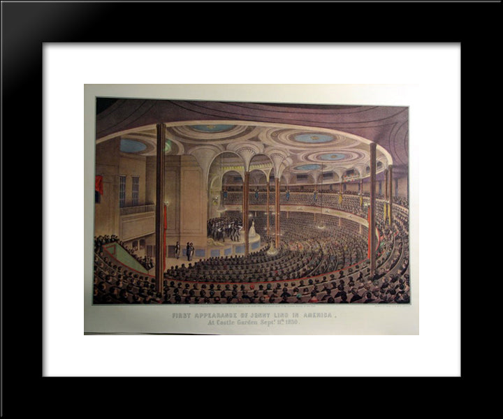 First Appearance Of Jenny Lind In America 20x24 Black Modern Wood Framed Art Print Poster by Currier and Ives