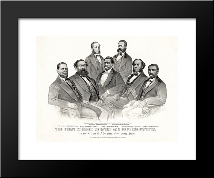 First Colored Senator And Representatives In The 41St And 42Nd Congress Of The United States 20x24 Black Modern Wood Framed Art Print Poster by Currier and Ives